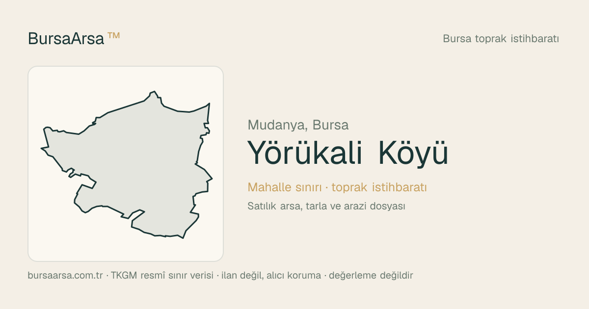 Yörükali Köyü (Mudanya) mahalle sınırı, TKGM kadastro verisi