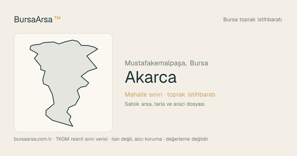 Akarca (Mustafakemalpaşa) mahalle sınırı, TKGM kadastro verisi