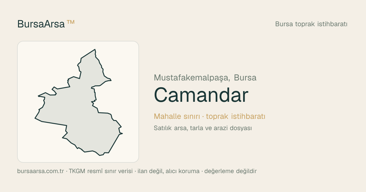 Camandar (Mustafakemalpaşa) mahalle sınırı, TKGM kadastro verisi
