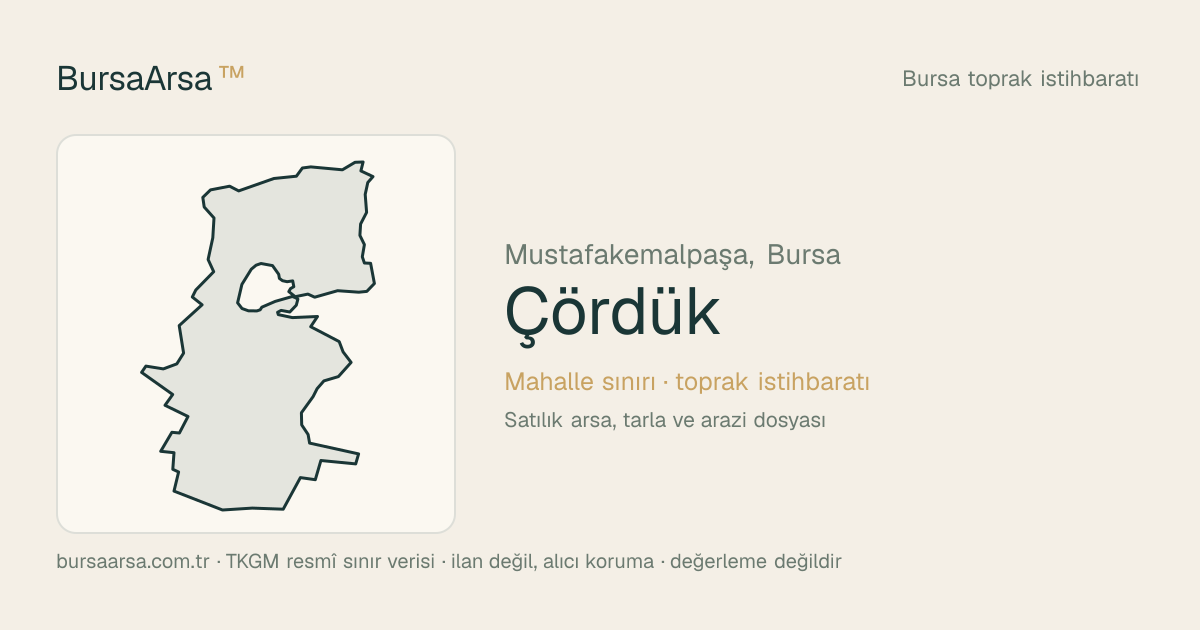 Çördük (Mustafakemalpaşa) mahalle sınırı, TKGM kadastro verisi