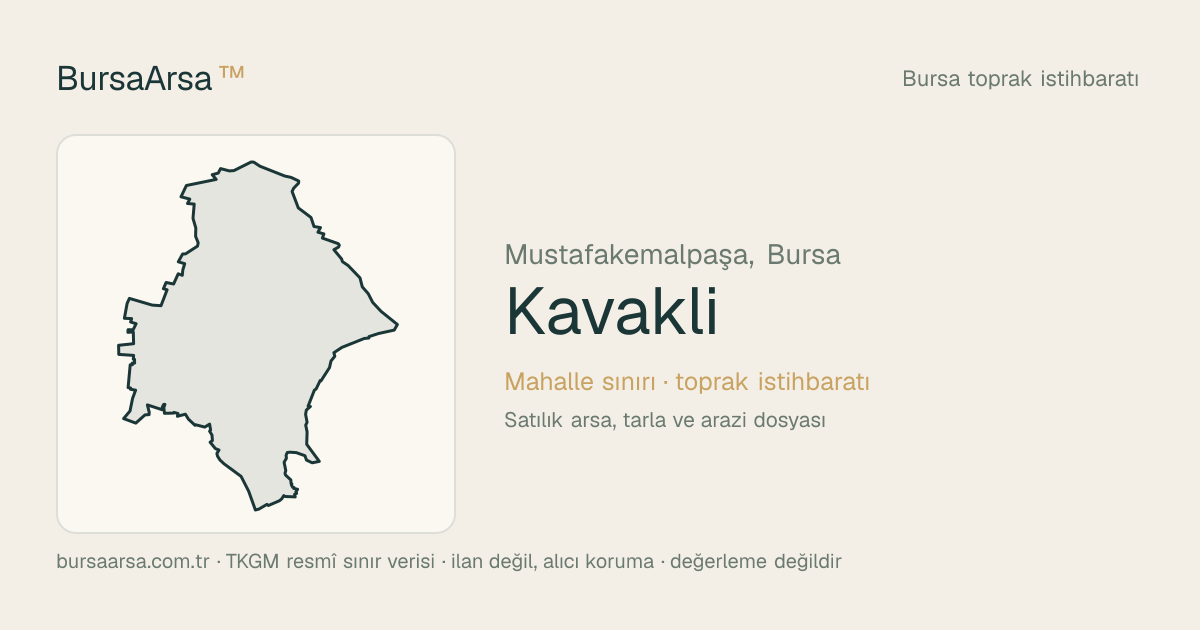 Kavakli (Mustafakemalpaşa) mahalle sınırı, TKGM kadastro verisi