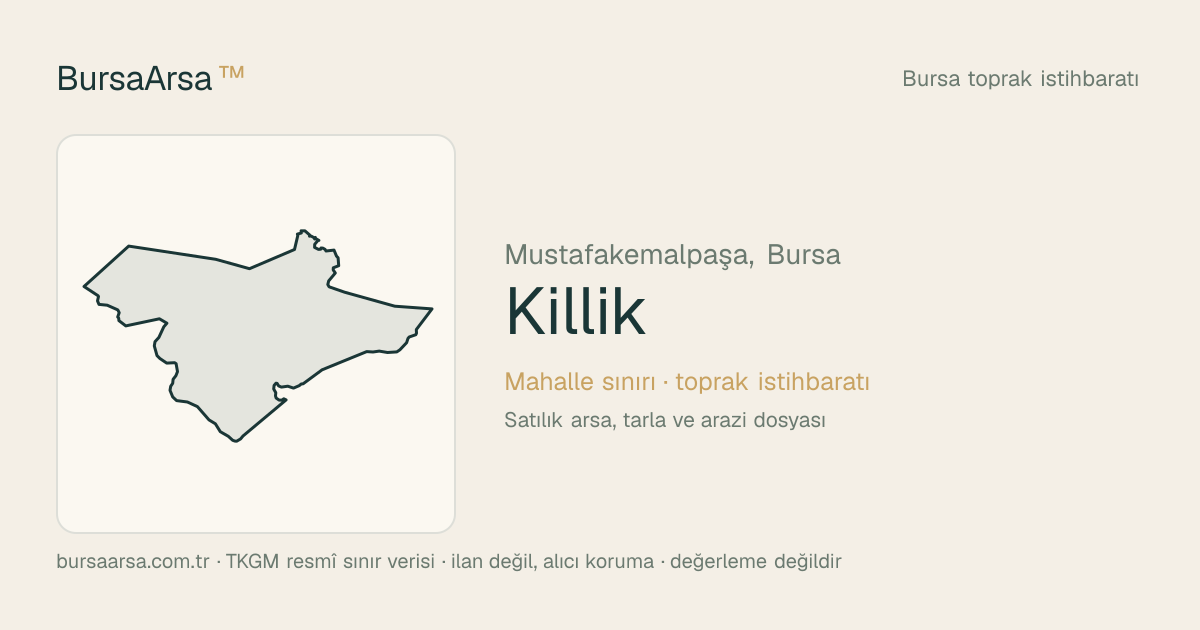 Killik (Mustafakemalpaşa) mahalle sınırı, TKGM kadastro verisi