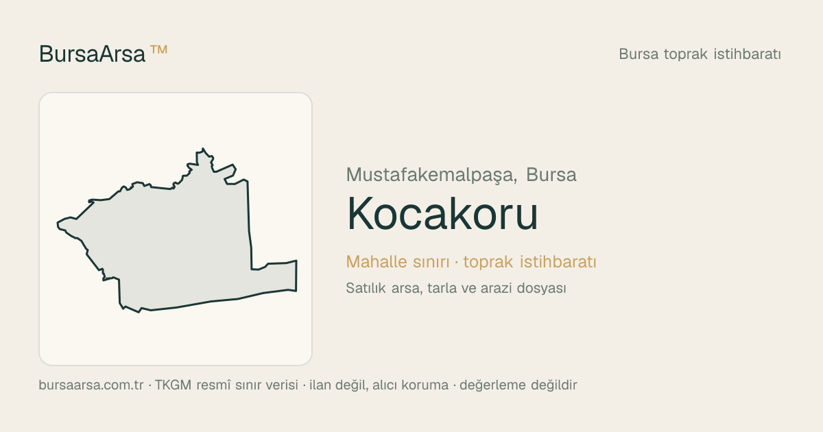 Kocakoru (Mustafakemalpaşa) mahalle sınırı, TKGM kadastro verisi