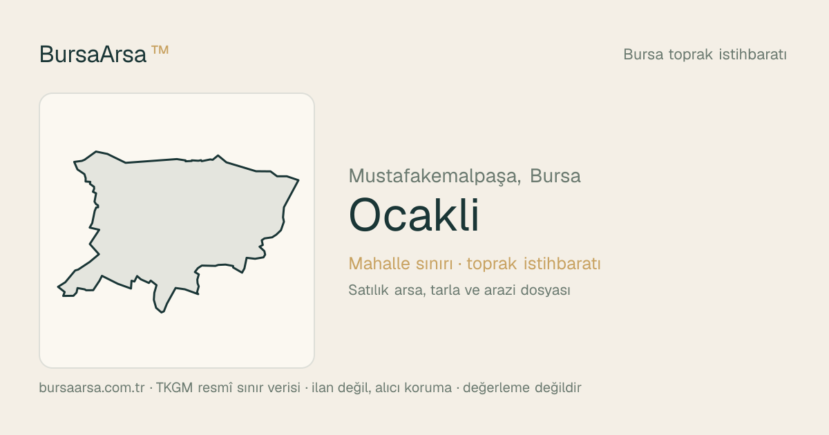 Ocaklı (Mustafakemalpaşa) mahalle sınırı, TKGM kadastro verisi