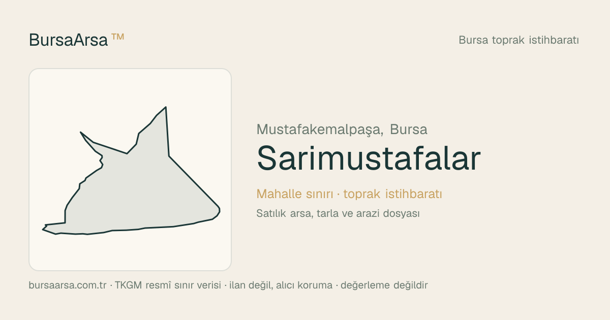 Sarımustafalar (Mustafakemalpaşa) mahalle sınırı, TKGM kadastro verisi