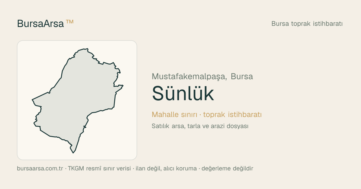 Sünlük (Mustafakemalpaşa) mahalle sınırı, TKGM kadastro verisi