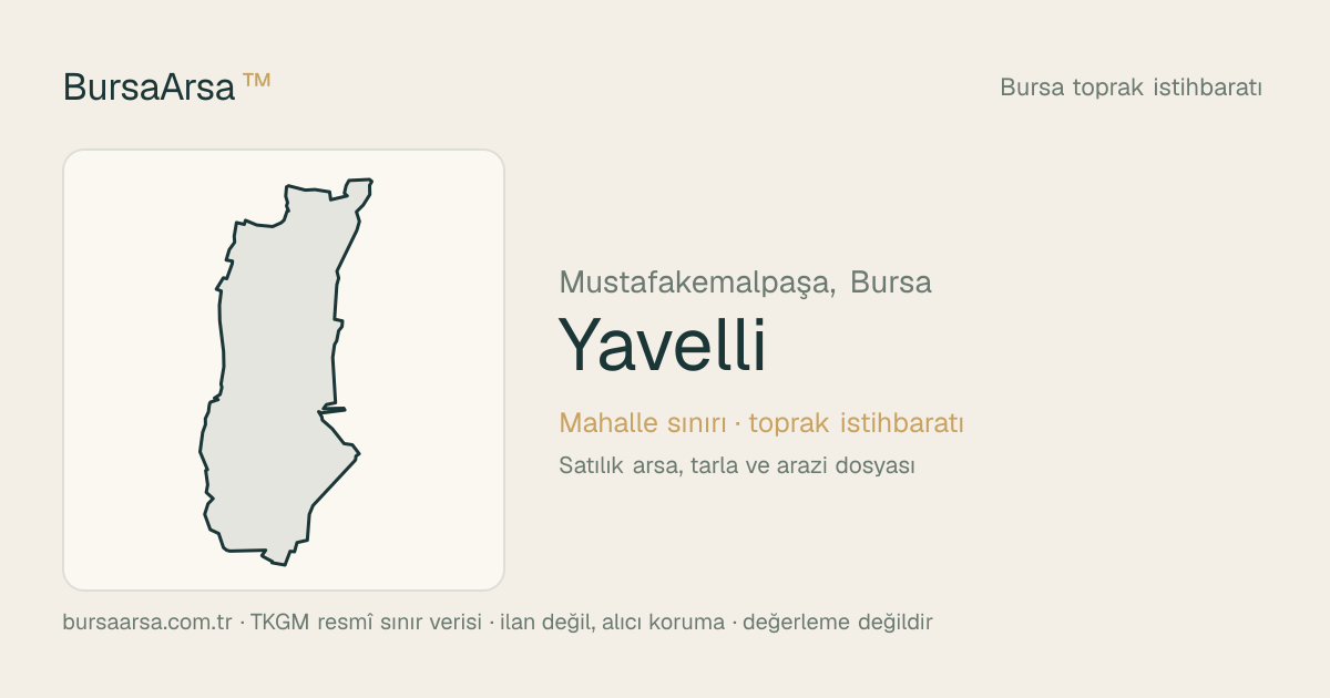 Yavelli (Mustafakemalpaşa) mahalle sınırı, TKGM kadastro verisi