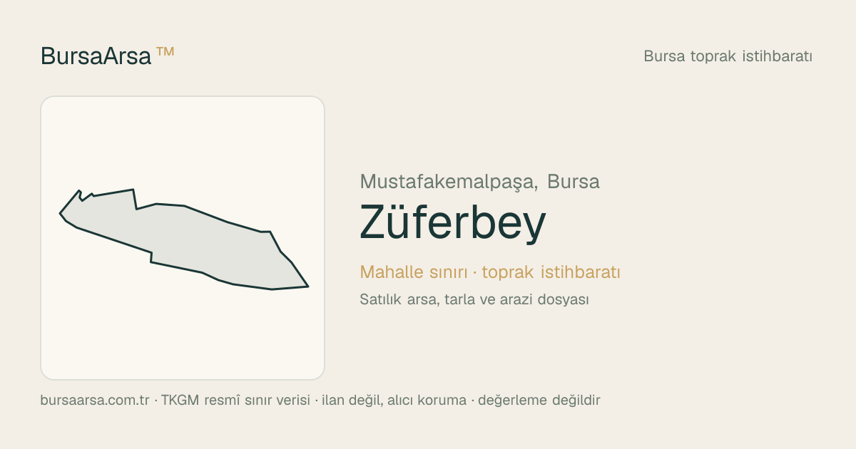 Züferbey (Mustafakemalpaşa) mahalle sınırı, TKGM kadastro verisi