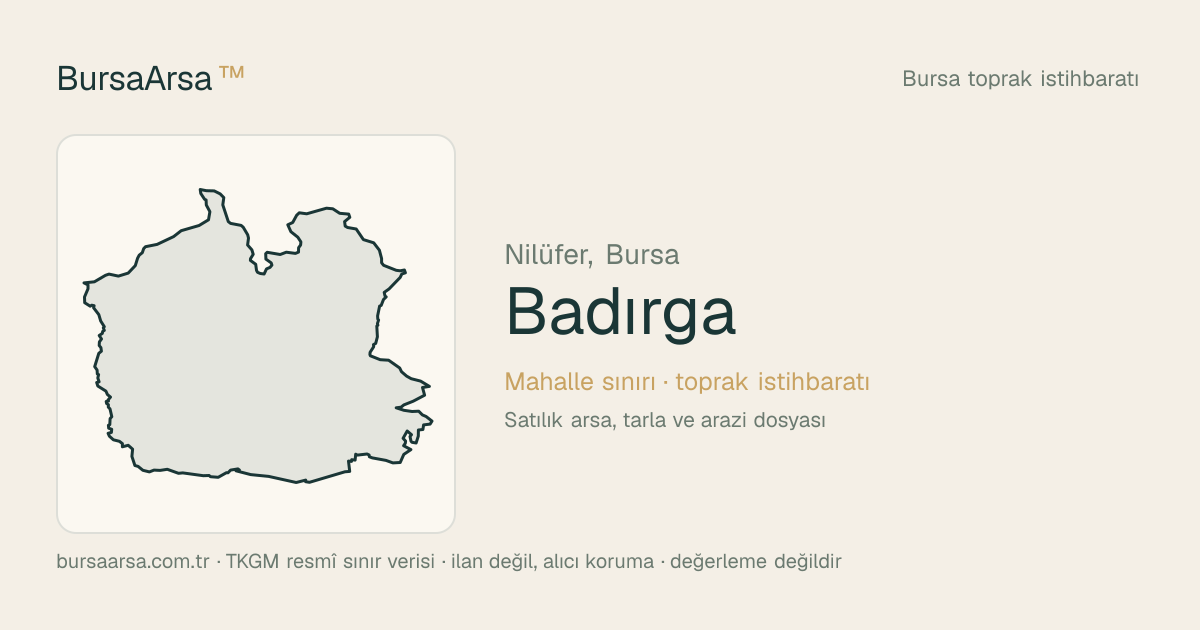 Badırga (Nilüfer) mahalle sınırı, TKGM kadastro verisi