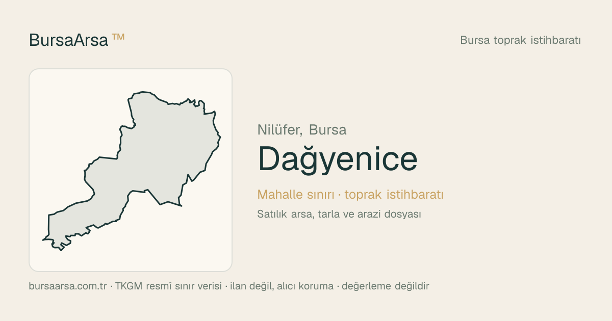 Dağyenice (Nilüfer) mahalle sınırı, TKGM kadastro verisi