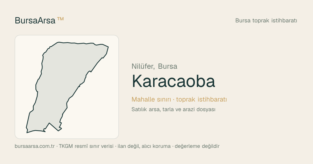 Karacaoba (Nilüfer) mahalle sınırı, TKGM kadastro verisi