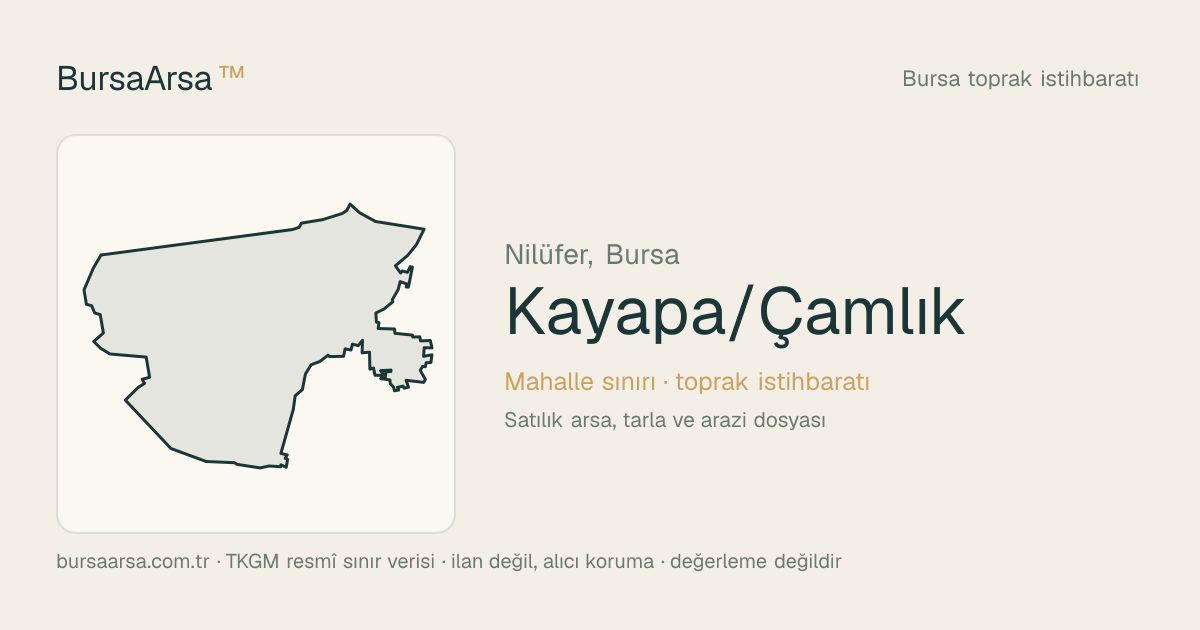 Kayapa/Çamlık (Nilüfer) mahalle sınırı, TKGM kadastro verisi