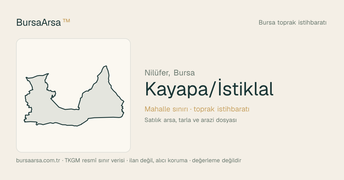 Kayapa/İstiklal (Nilüfer) mahalle sınırı, TKGM kadastro verisi