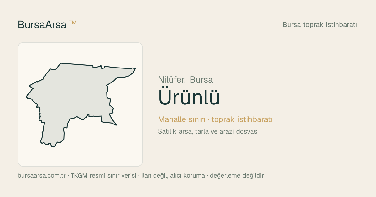 Ürünlü (Nilüfer) mahalle sınırı, TKGM kadastro verisi