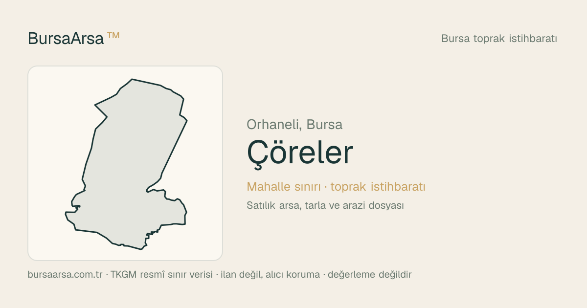 Çöreler (Orhaneli) mahalle sınırı, TKGM kadastro verisi