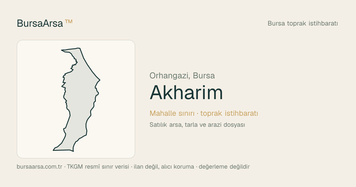 Akharim (Orhangazi) mahalle sınırı, TKGM kadastro verisi