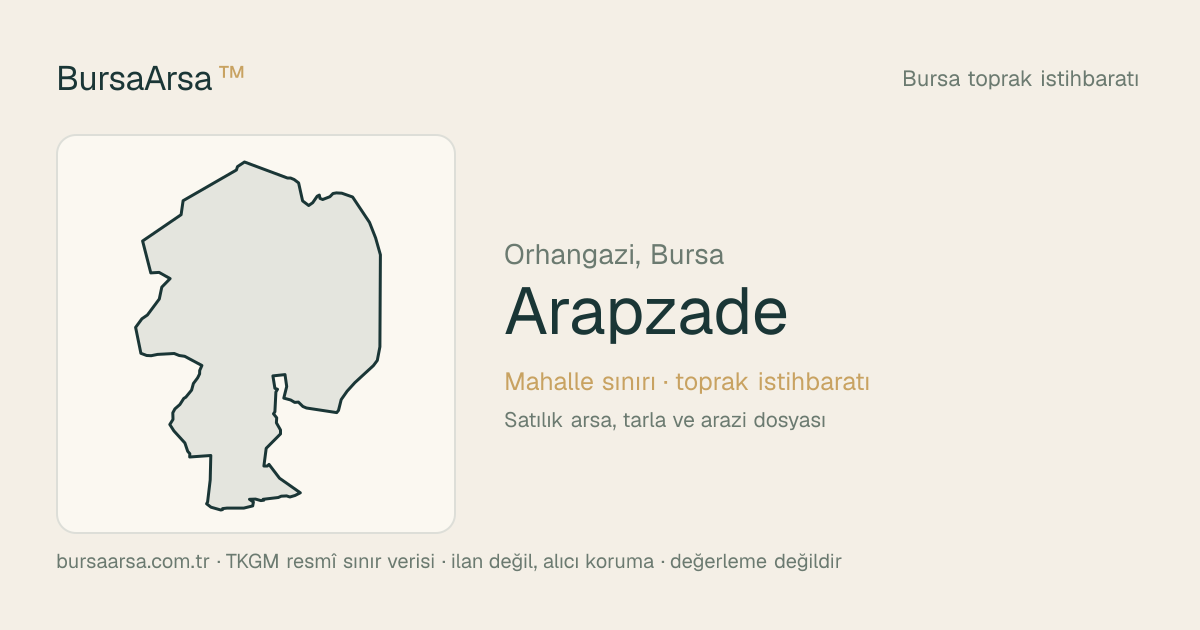 Arapzade (Orhangazi) mahalle sınırı, TKGM kadastro verisi