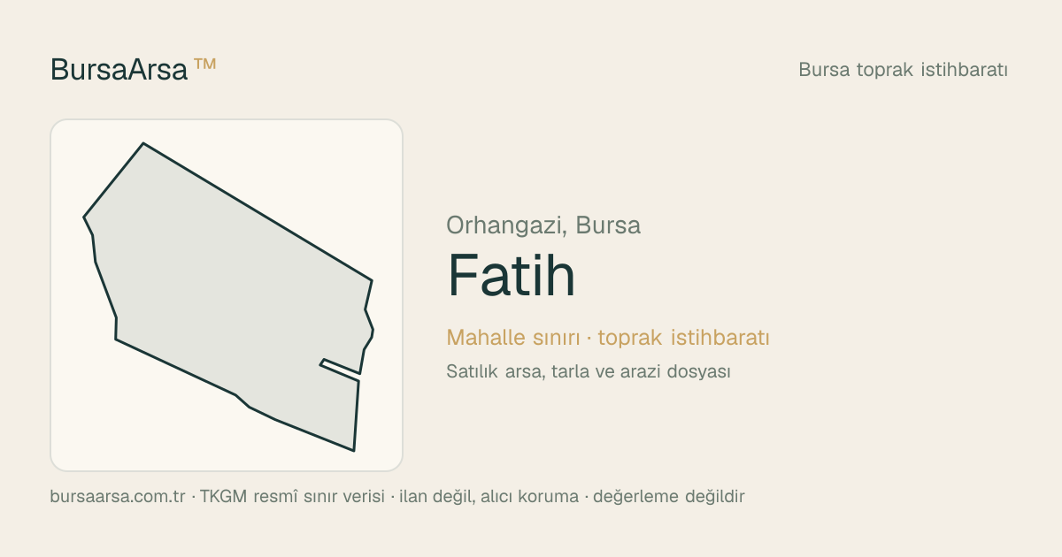 Fatih (Orhangazi) mahalle sınırı, TKGM kadastro verisi