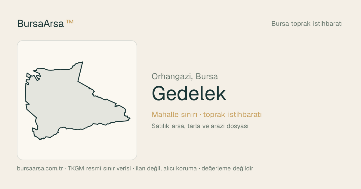 Gedelek (Orhangazi) mahalle sınırı, TKGM kadastro verisi