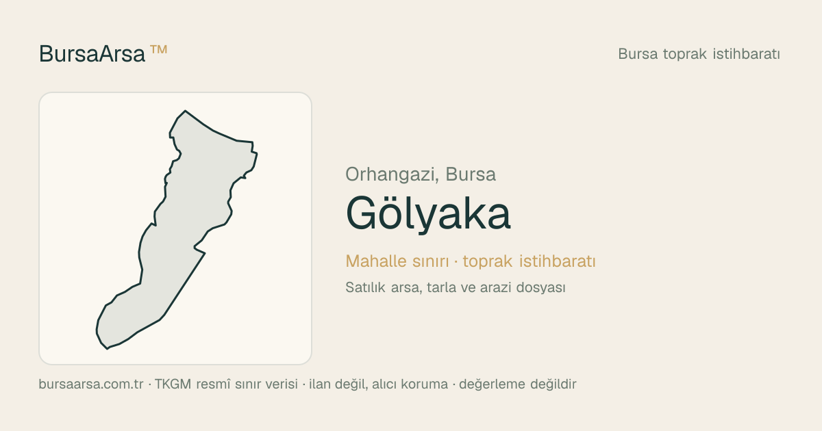 Gölyaka (Orhangazi) mahalle sınırı, TKGM kadastro verisi