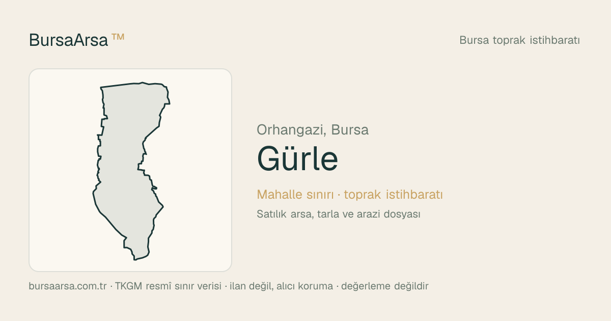 Gürle (Orhangazi) mahalle sınırı, TKGM kadastro verisi