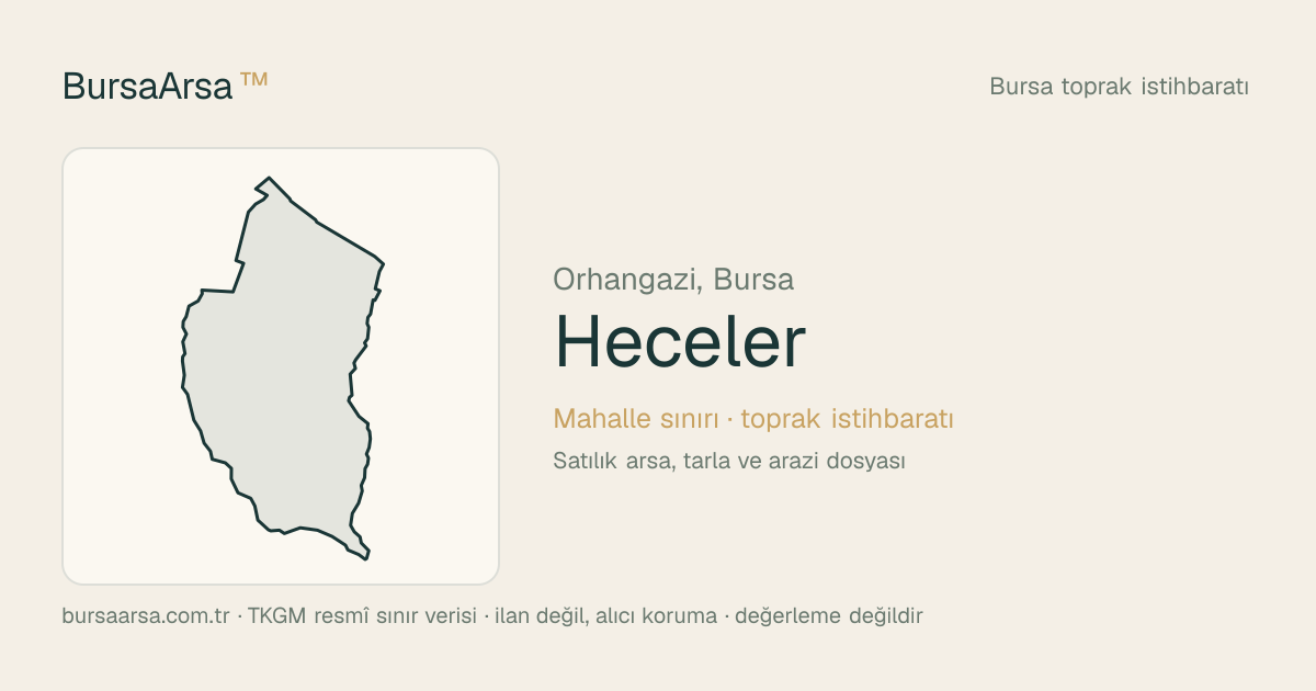 Heceler (Orhangazi) mahalle sınırı, TKGM kadastro verisi
