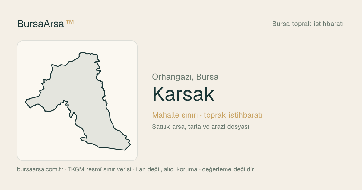 Karsak (Orhangazi) mahalle sınırı, TKGM kadastro verisi