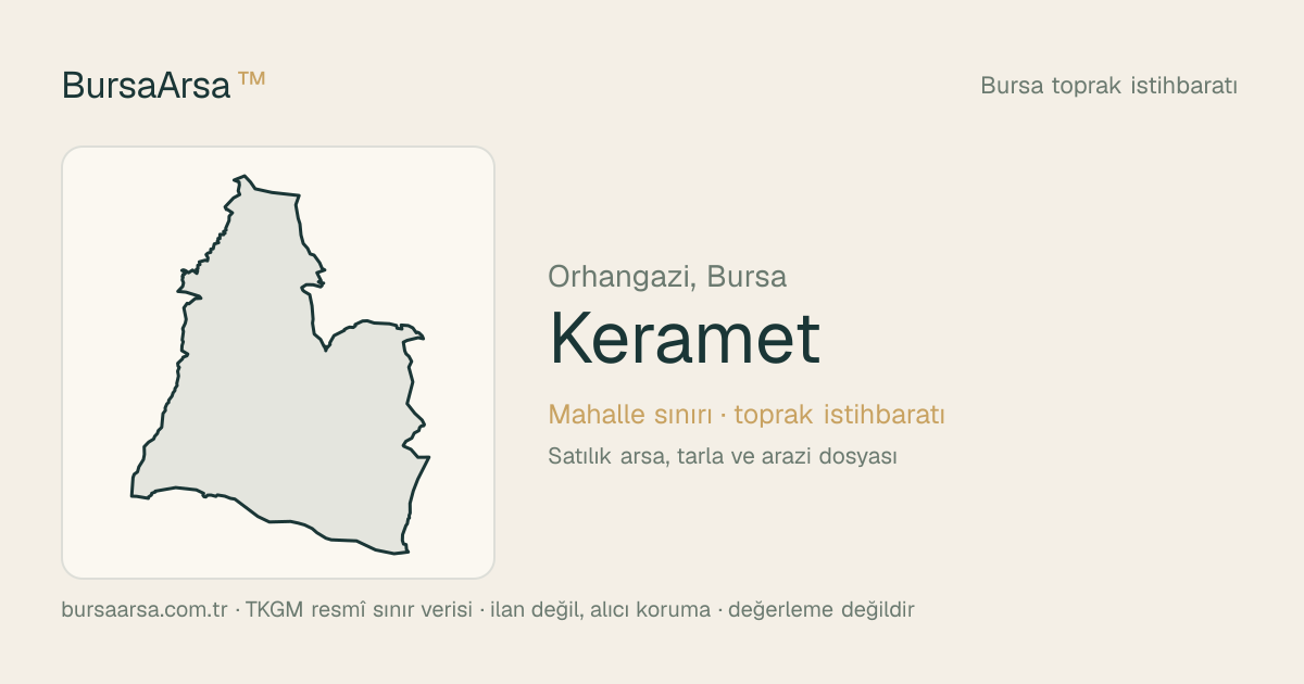 Keramet (Orhangazi) mahalle sınırı, TKGM kadastro verisi