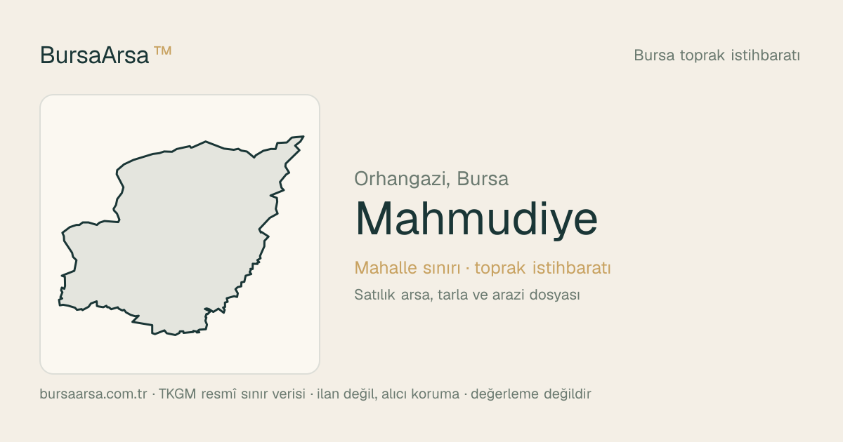 Mahmudiye (Orhangazi) mahalle sınırı, TKGM kadastro verisi