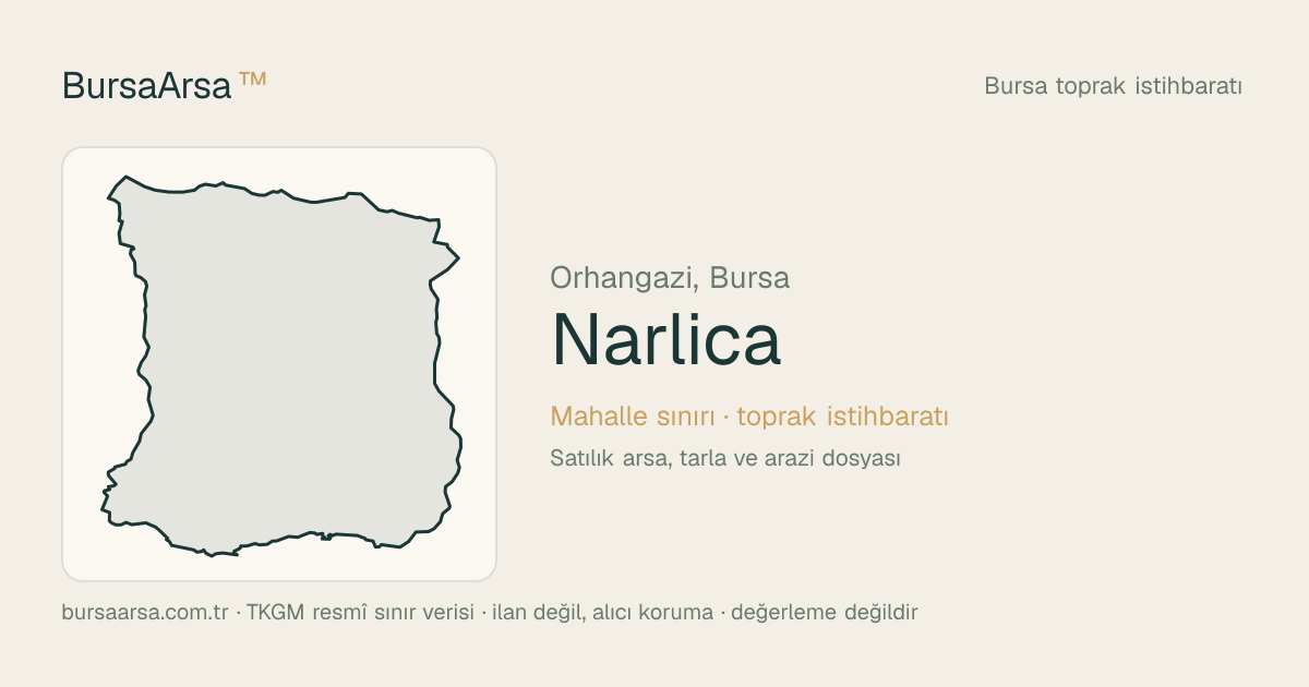 Narlıca (Orhangazi) mahalle sınırı, TKGM kadastro verisi