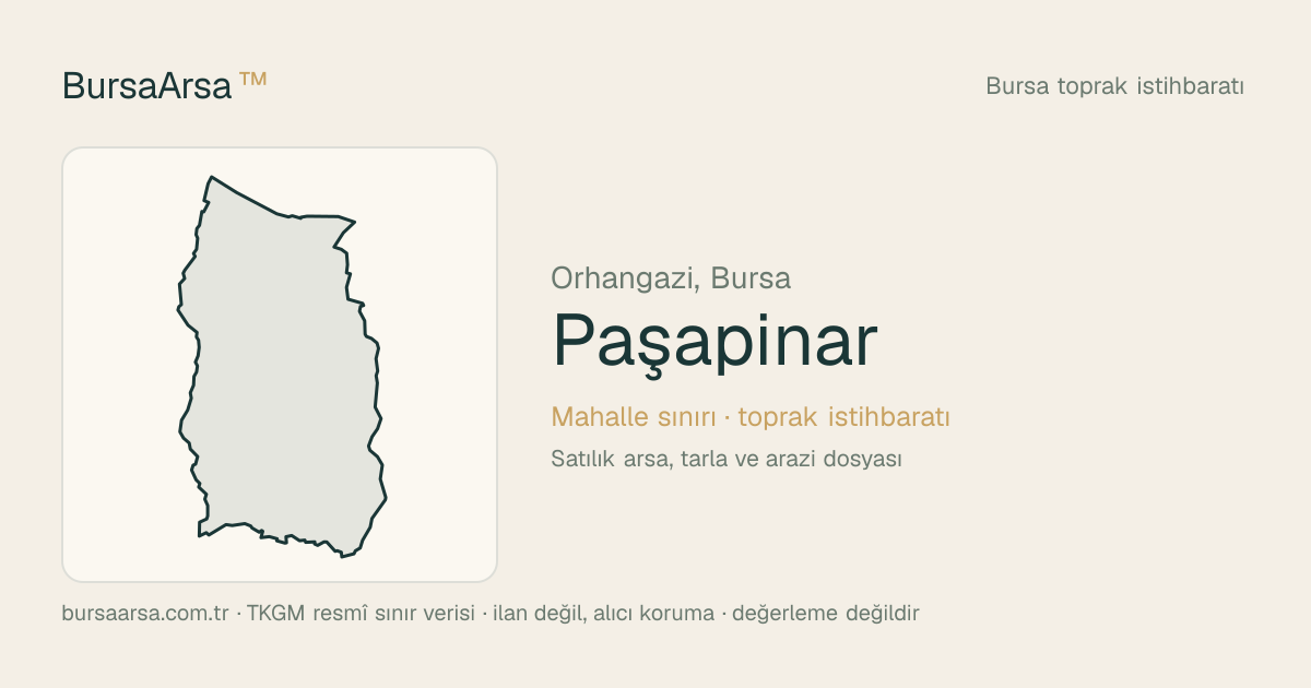 Paşapınar (Orhangazi) mahalle sınırı, TKGM kadastro verisi
