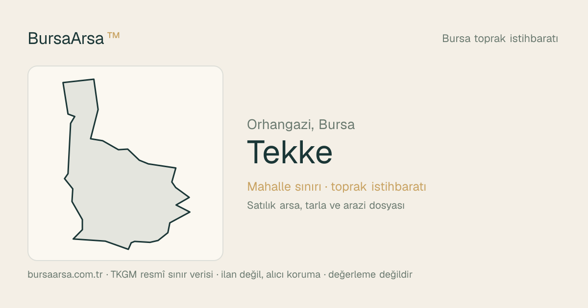 Tekke (Orhangazi) mahalle sınırı, TKGM kadastro verisi