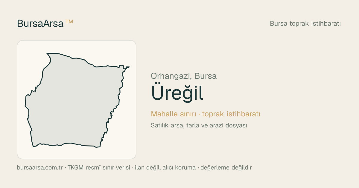 Üreğil (Orhangazi) mahalle sınırı, TKGM kadastro verisi