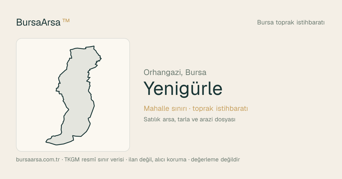 Yenigürle (Orhangazi) mahalle sınırı, TKGM kadastro verisi