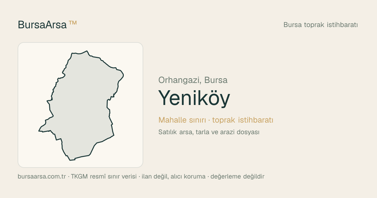 Yeniköy (Orhangazi) mahalle sınırı, TKGM kadastro verisi
