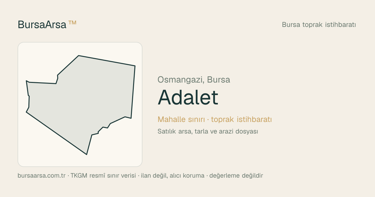 Adalet (Osmangazi) mahalle sınırı, TKGM kadastro verisi