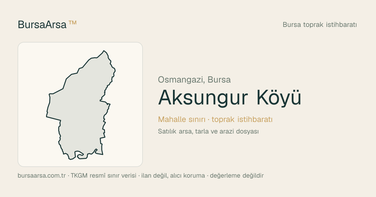 Aksungur Köyü (Osmangazi) mahalle sınırı, TKGM kadastro verisi