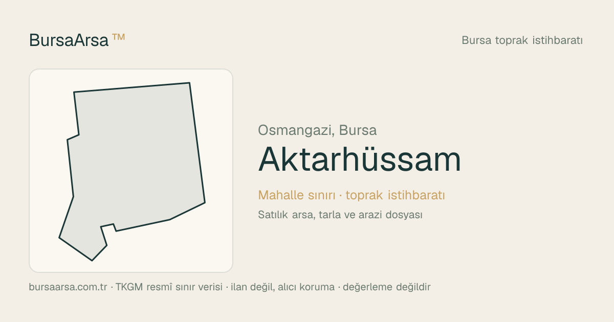 Aktarhüssam (Osmangazi) mahalle sınırı, TKGM kadastro verisi