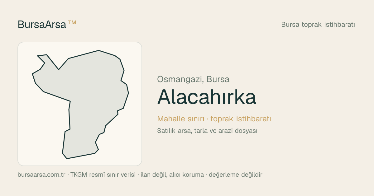 Alacahırka (Osmangazi) mahalle sınırı, TKGM kadastro verisi