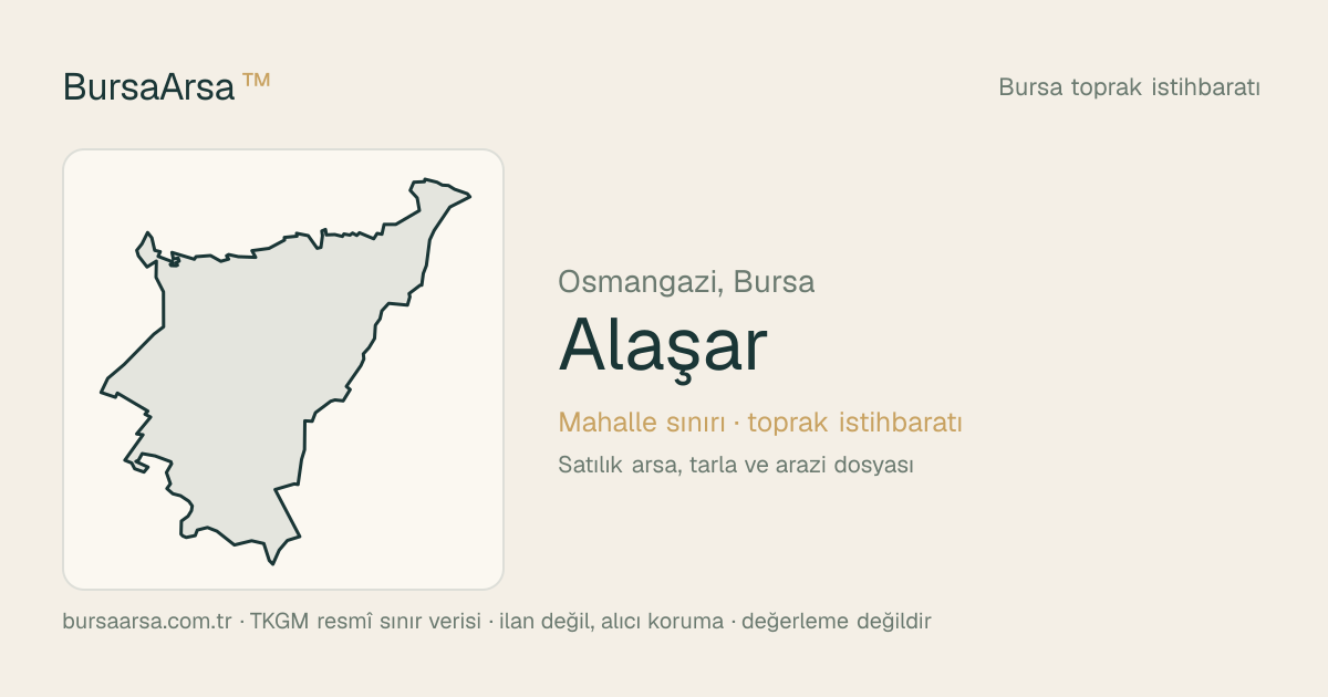 Alaşar (Osmangazi) mahalle sınırı, TKGM kadastro verisi