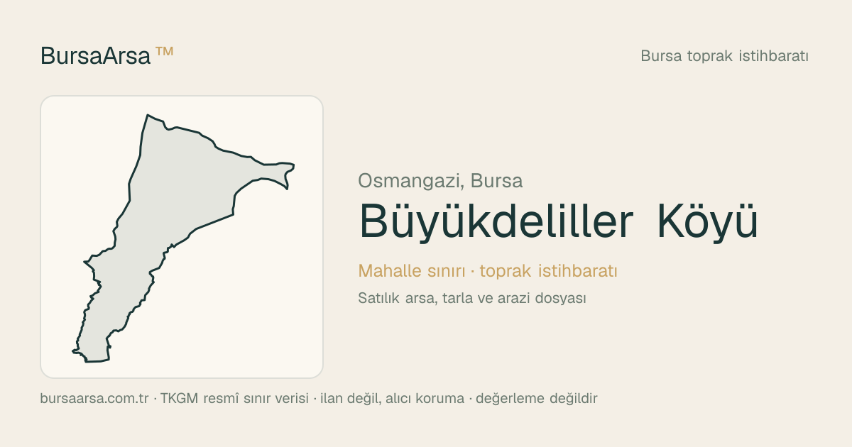 Büyükdeliller Köyü (Osmangazi) mahalle sınırı, TKGM kadastro verisi