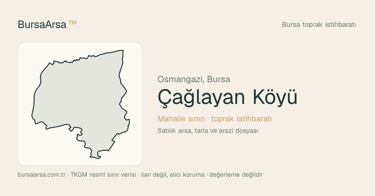 Çağlayan Köyü (Osmangazi) mahalle sınırı, TKGM kadastro verisi