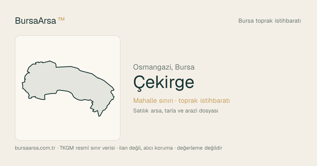 Çekirge (Osmangazi) mahalle sınırı, TKGM kadastro verisi