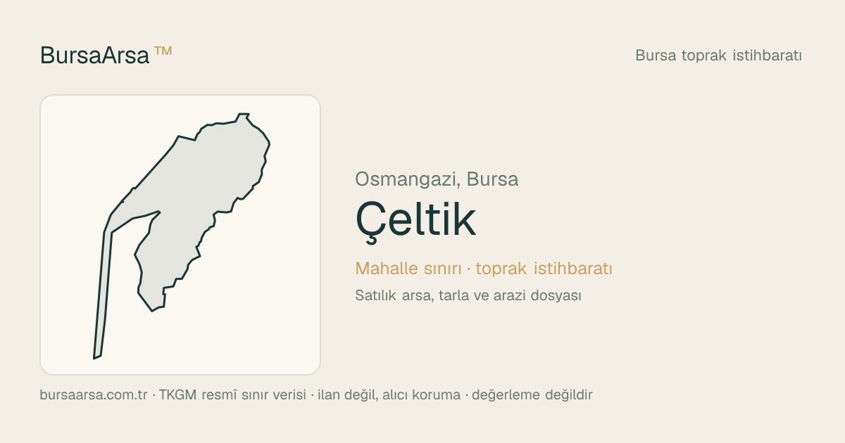 Çeltik (Osmangazi) mahalle sınırı, TKGM kadastro verisi