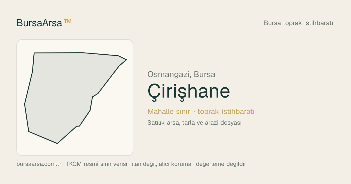 Çirişhane (Osmangazi) mahalle sınırı, TKGM kadastro verisi