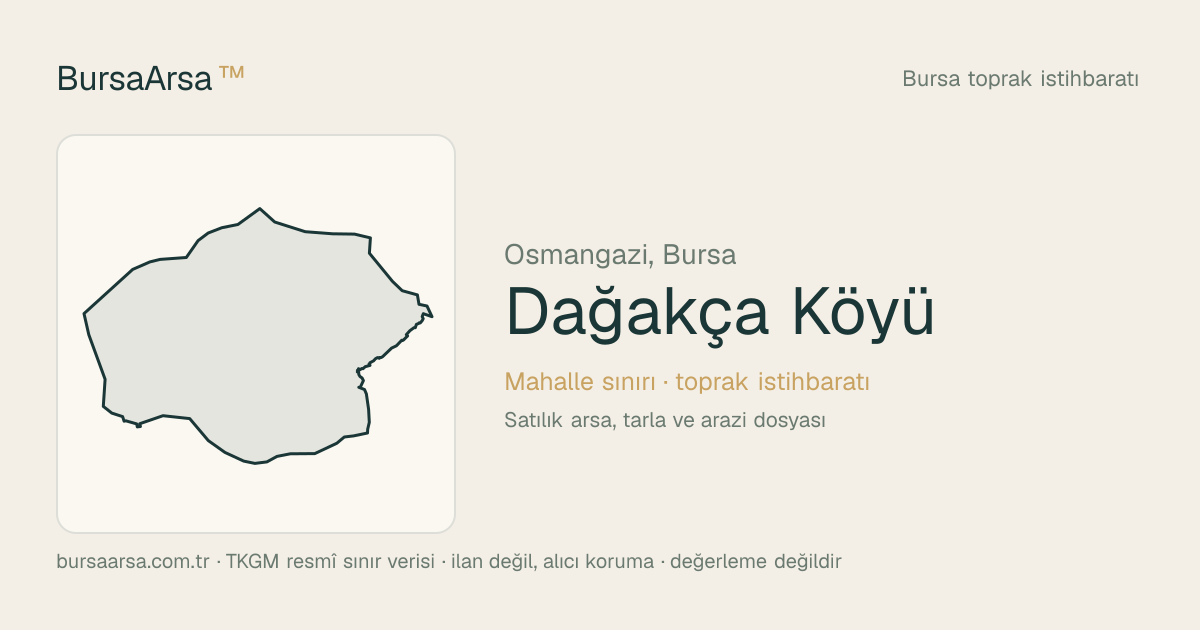 Dağakça Köyü (Osmangazi) mahalle sınırı, TKGM kadastro verisi