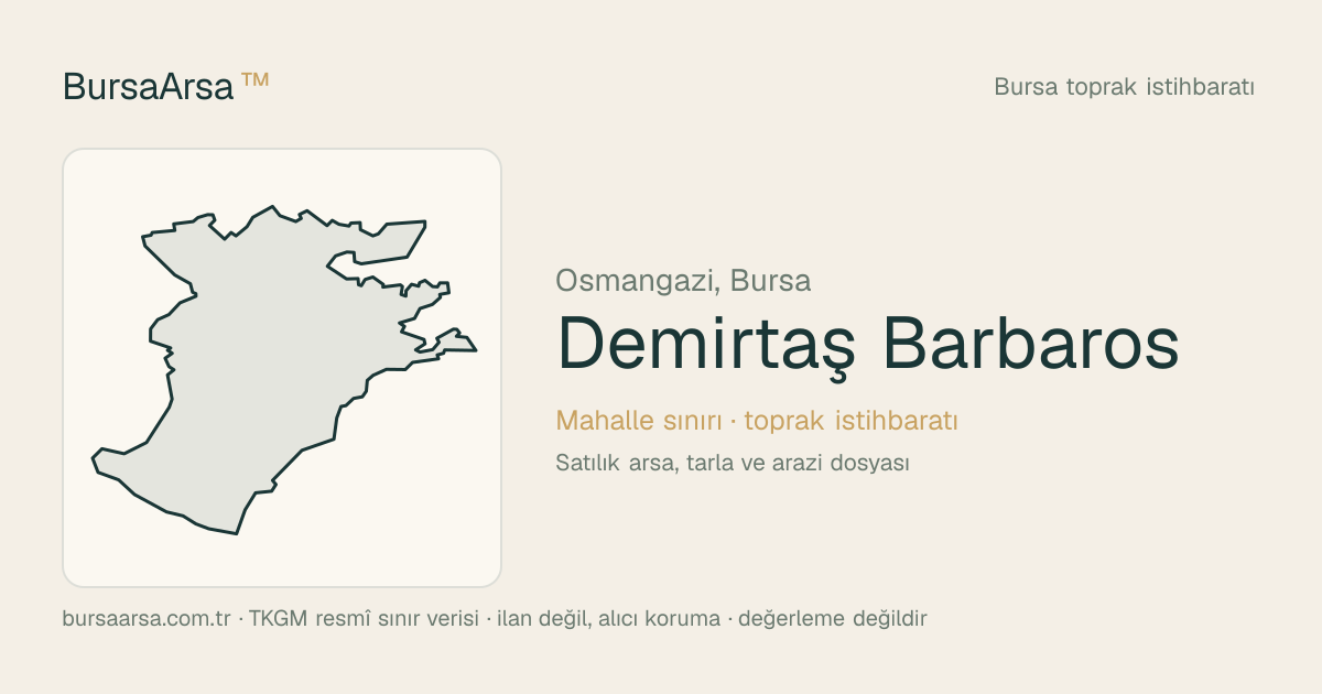 Demirtaş Barbaros (Osmangazi) mahalle sınırı, TKGM kadastro verisi
