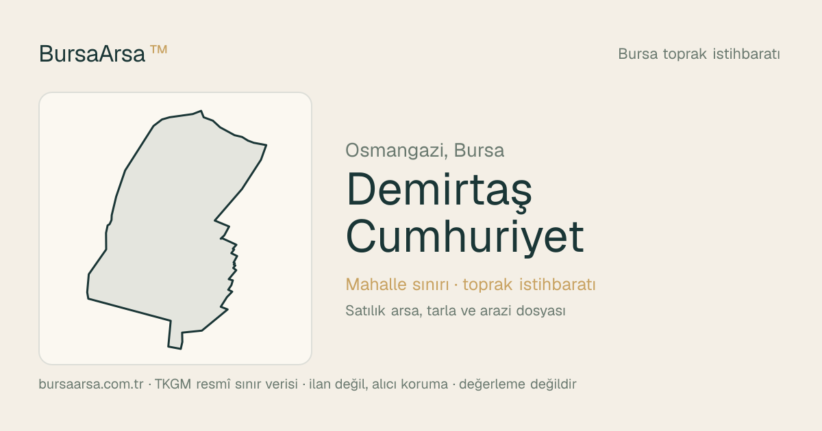Demirtaş Cumhuriyet (Osmangazi) mahalle sınırı, TKGM kadastro verisi