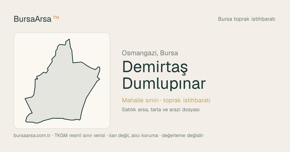 Demirtaş Dumlupınar (Osmangazi) mahalle sınırı, TKGM kadastro verisi
