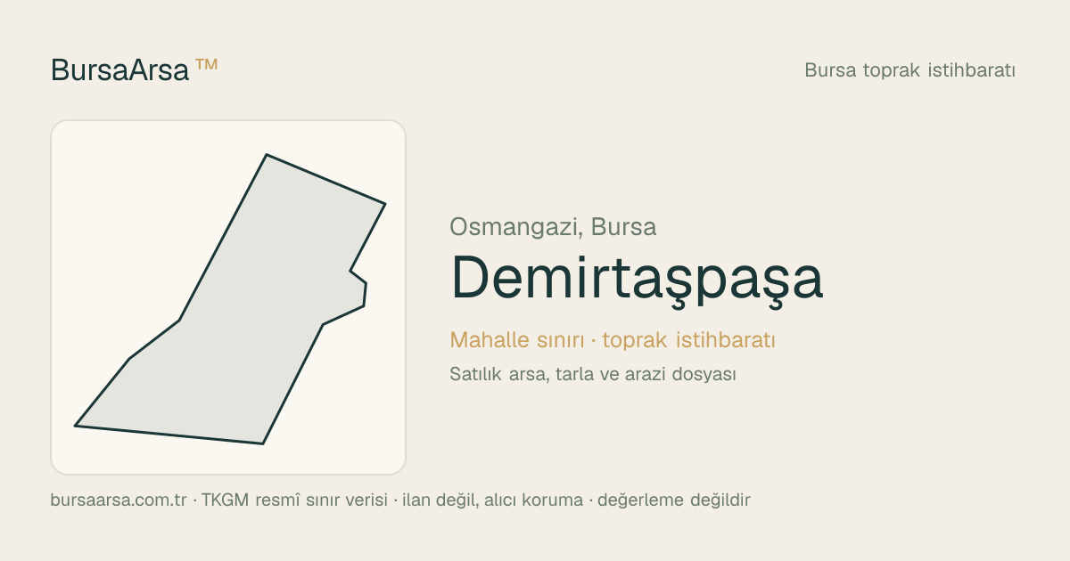Demirtaşpaşa (Osmangazi) mahalle sınırı, TKGM kadastro verisi